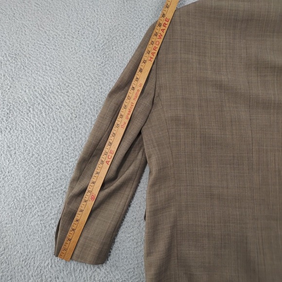 Andrew Fezza Jacket Mens 42R Brown Wool Plaid Single Breasted Notch Lapel Blazer - Picture 10 of 16